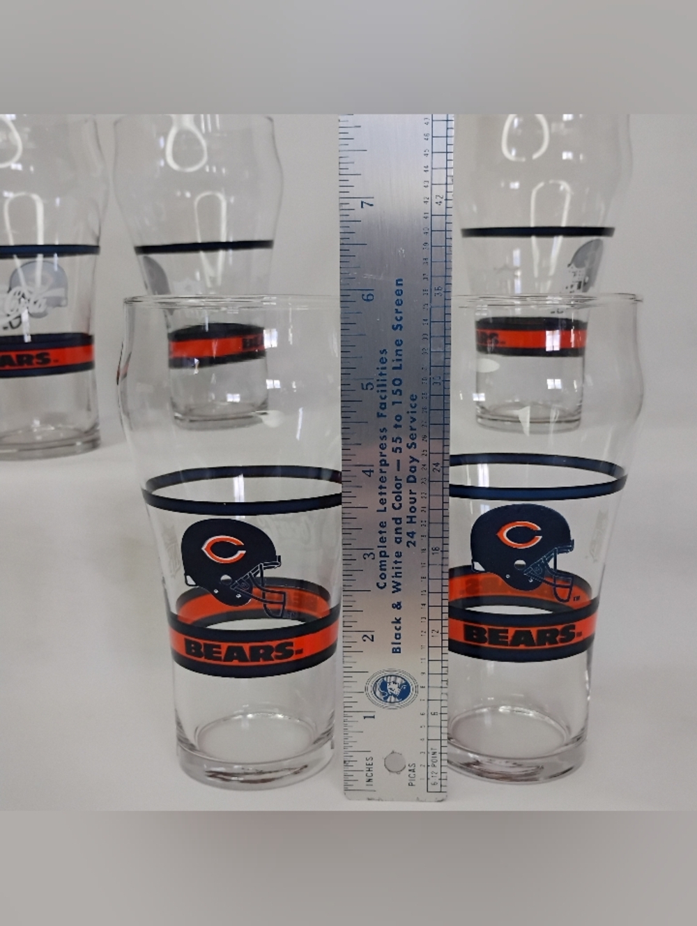 Vintage 5pc Set Chicago Bears Coca-Cola Bar Pub Glasses NFL Football Drinkware - Picture 8 of 11